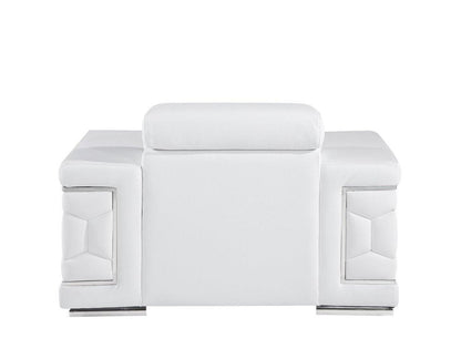 47" White And Silver Genuine Leather Club Chair HomeRoots