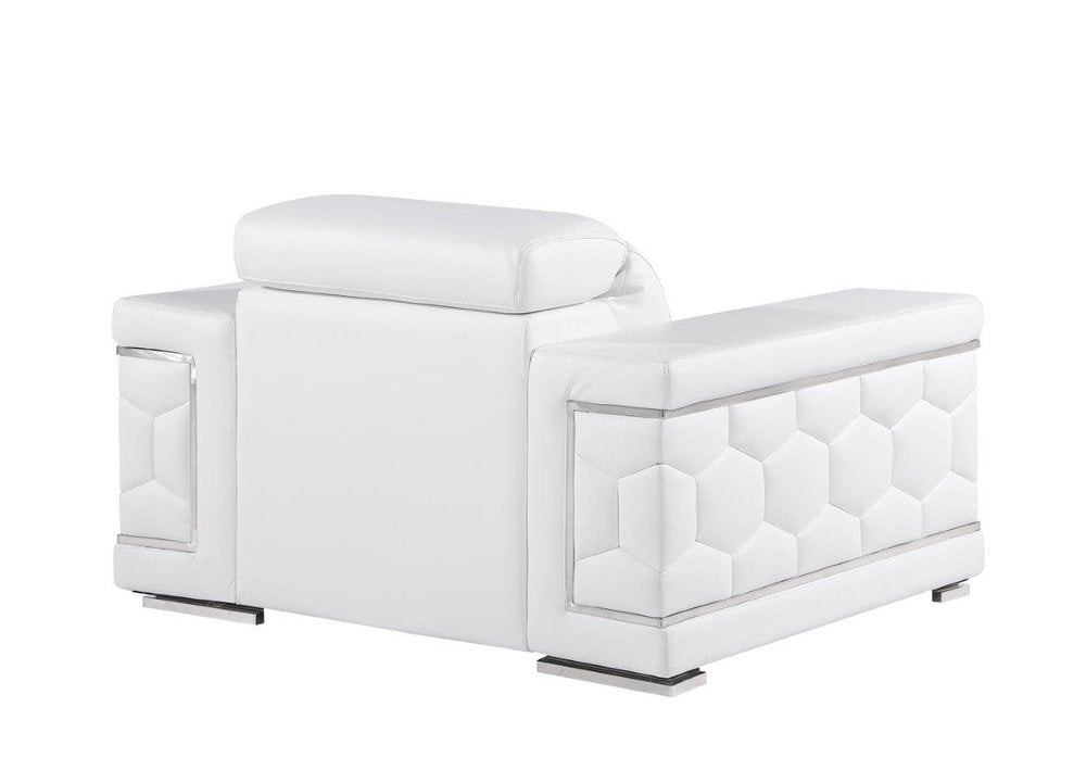 47" White And Silver Genuine Leather Club Chair HomeRoots