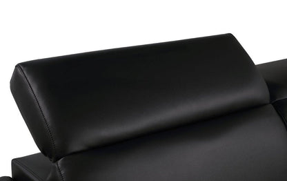 71" Black And Silver Genuine Leather Loveseat HomeRoots