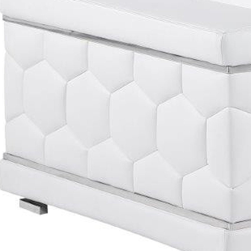 71" White And Silver Genuine Leather Love Seat — view 11