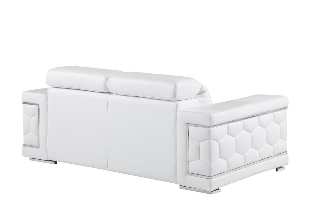 71" White And Silver Genuine Leather Love Seat — view 3