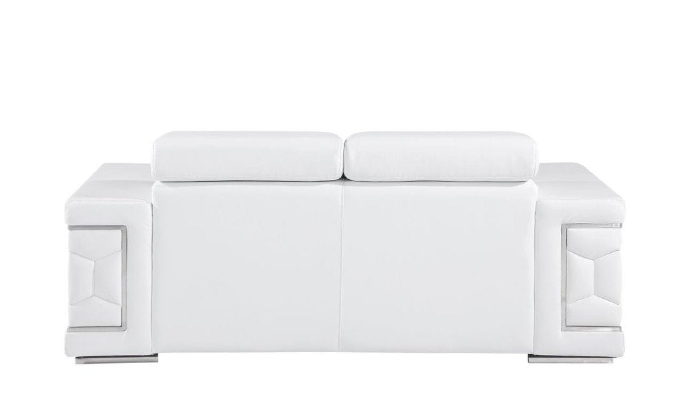 71" White And Silver Genuine Leather Love Seat — view 4