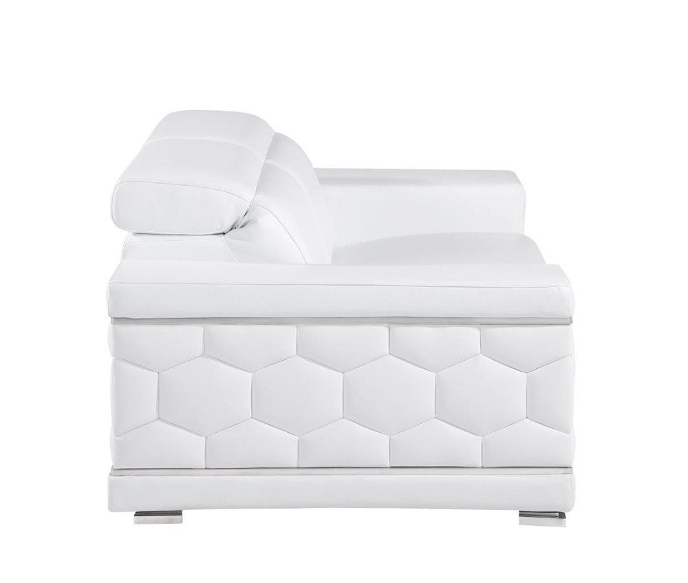 71" White And Silver Genuine Leather Love Seat — view 5