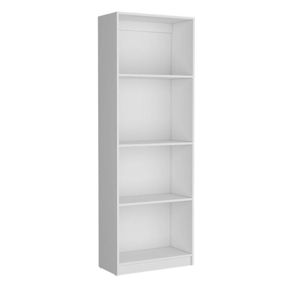 71" White Wood Four Tier Bookcase HomeRoots