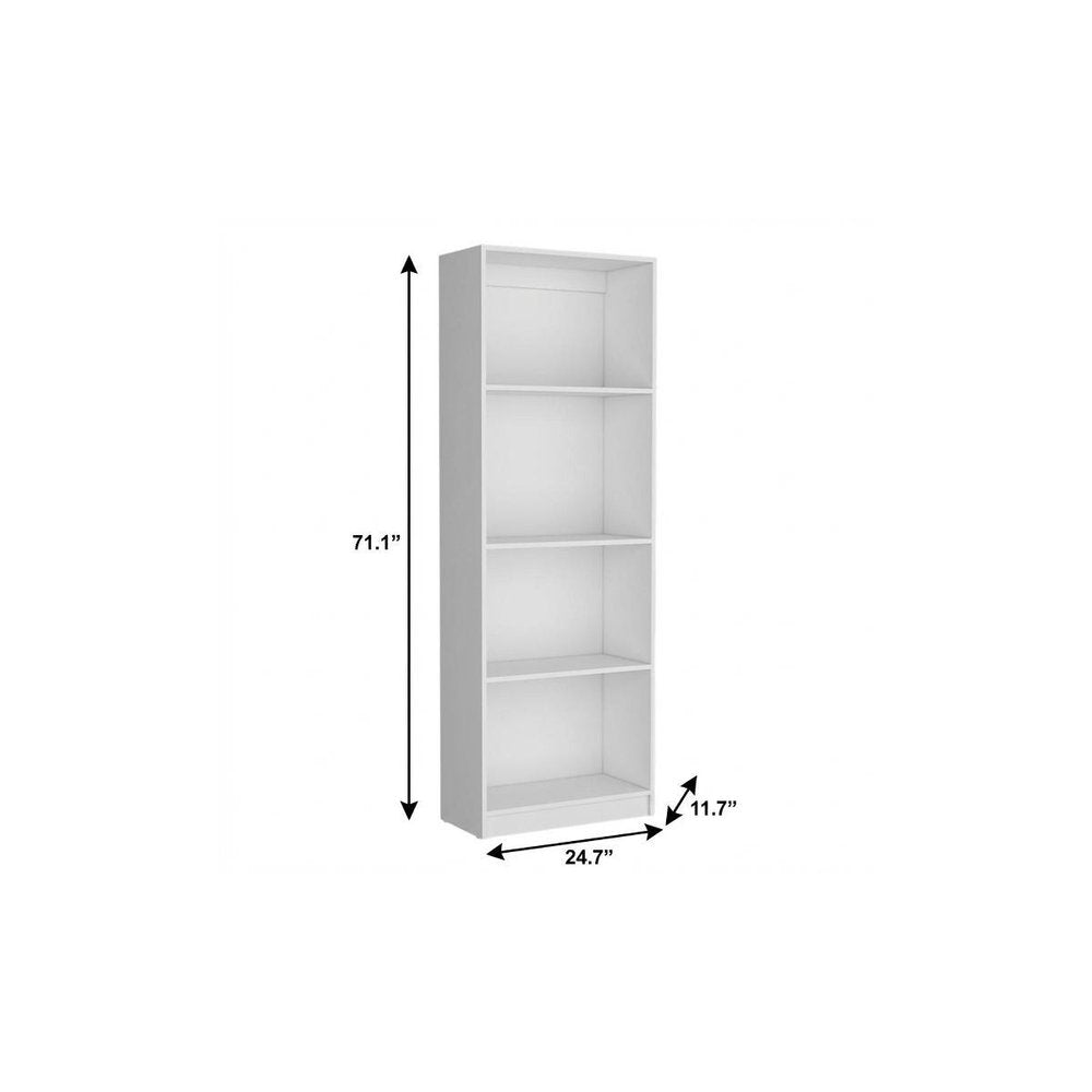 71" White Wood Four Tier Bookcase HomeRoots
