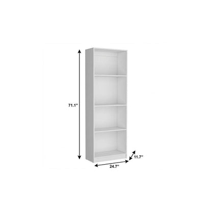 71" White Wood Four Tier Bookcase HomeRoots