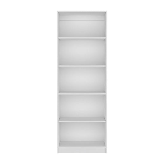 71" White Wood Five Tier Bookcase HomeRoots