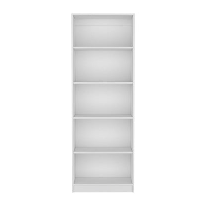 71" White Wood Five Tier Bookcase HomeRoots