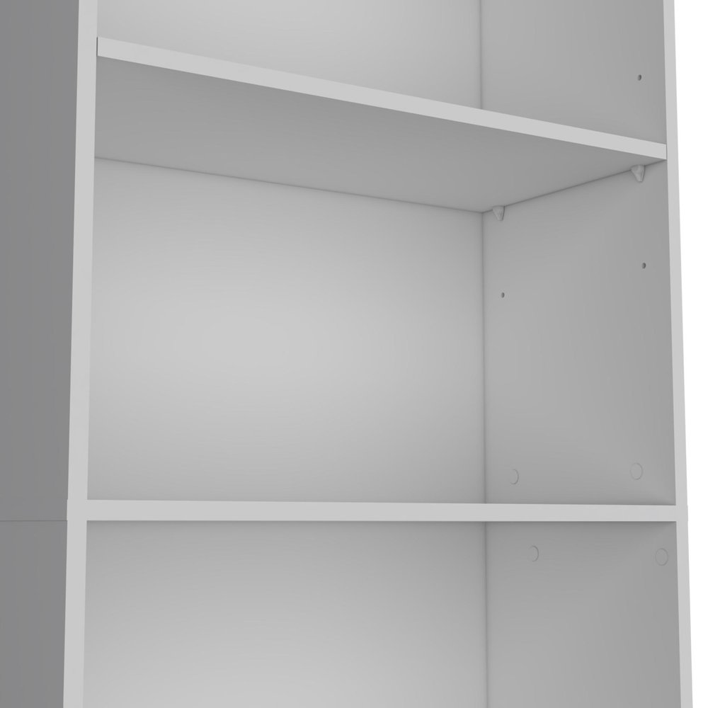71" White Wood Five Tier Bookcase HomeRoots