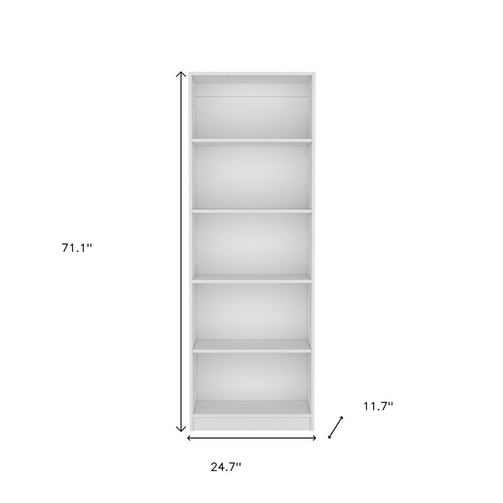 71" White Wood Five Tier Bookcase HomeRoots