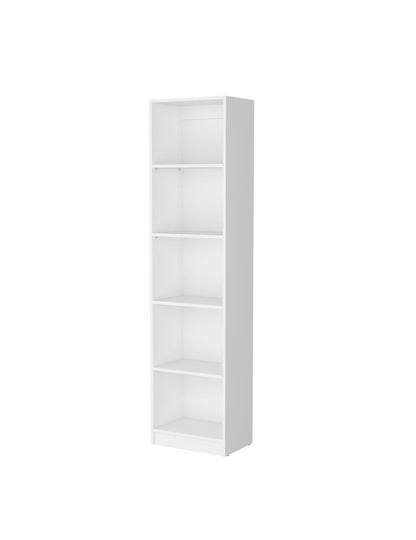71" White Wood Five Tier Bookcase HomeRoots