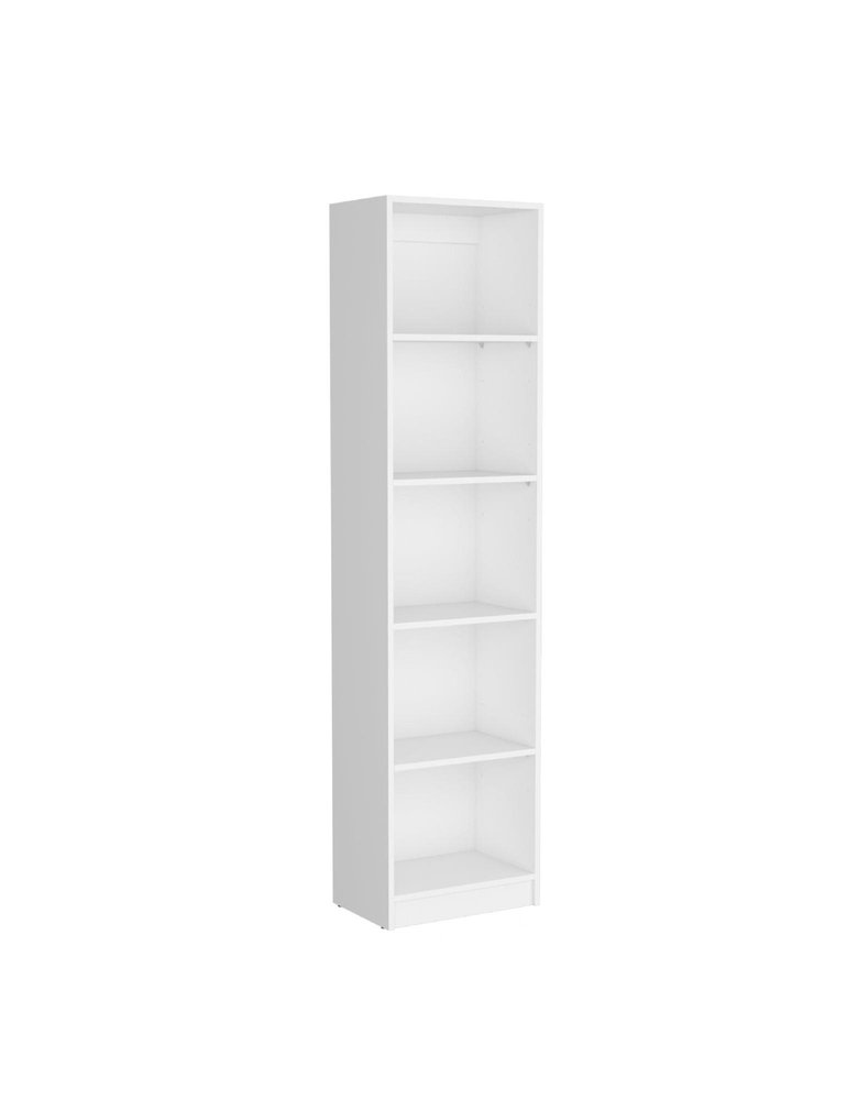71" White Wood Five Tier Bookcase HomeRoots