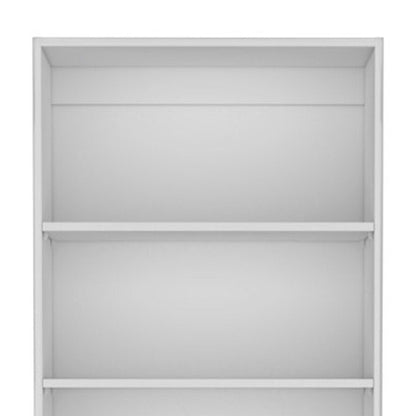 71" White Wood Three Tier Bookcase with Two Doors HomeRoots