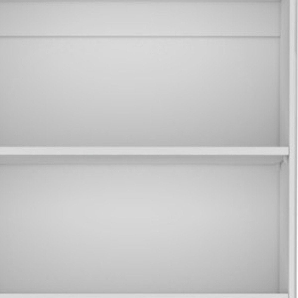 71" White Wood Three Tier Bookcase with Two Doors HomeRoots