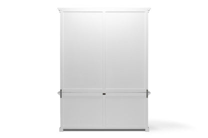 65" White Solid Wood Frame Dining Hutch With Fourteen Shelves