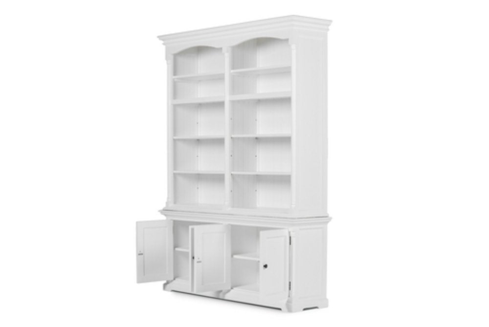 65" White Solid Wood Frame Dining Hutch With Fourteen Shelves — view 3