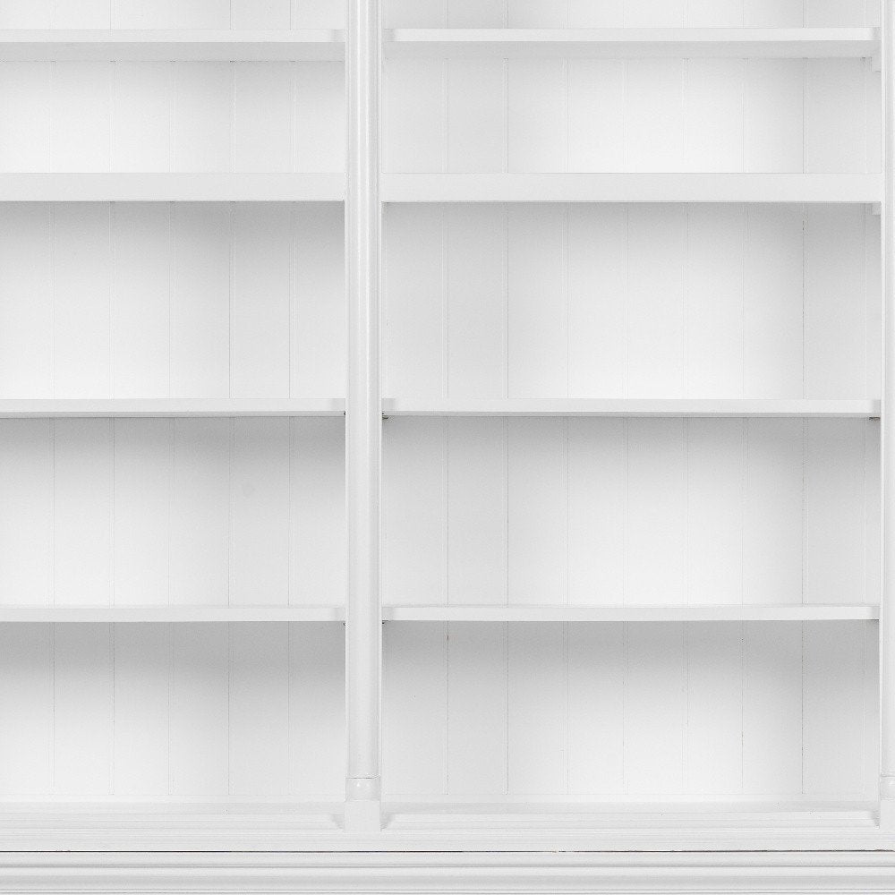 65" White Solid Wood Frame Dining Hutch With Fourteen Shelves — view 6