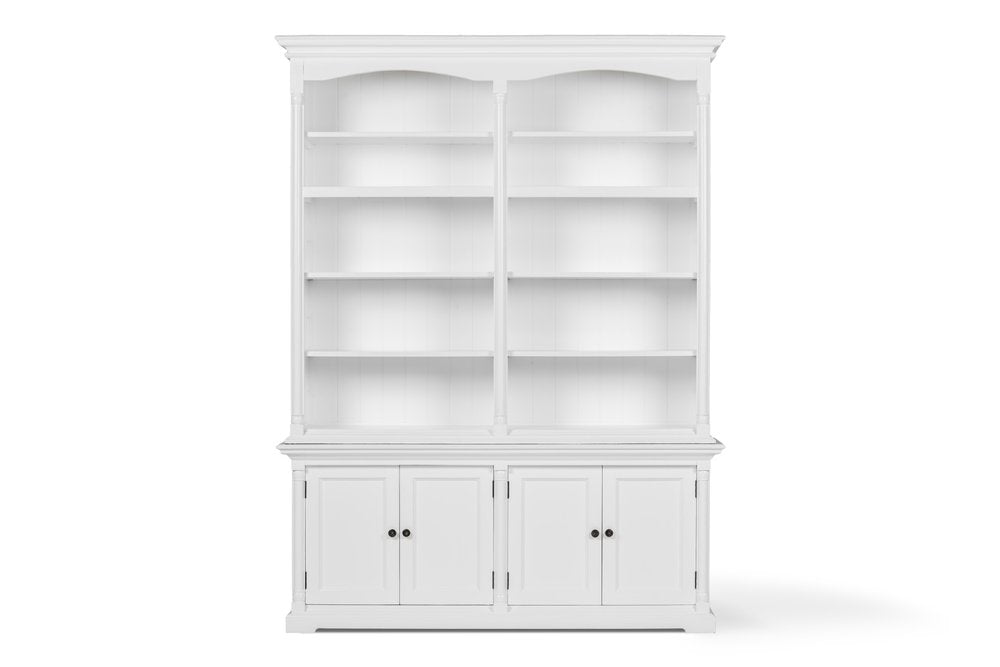 65" White Solid Wood Frame Dining Hutch With Fourteen Shelves — view 4