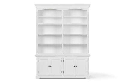 65" White Solid Wood Frame Dining Hutch With Fourteen Shelves