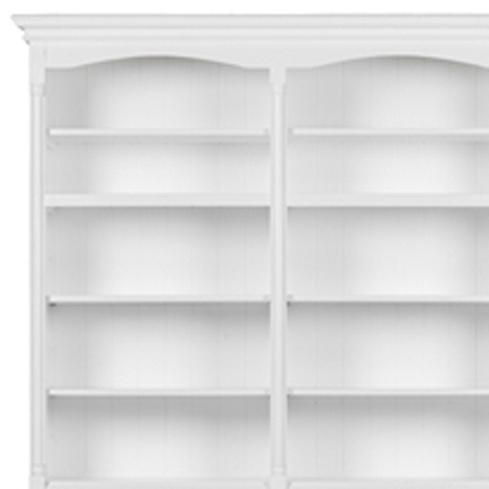 65" White Solid Wood Frame Dining Hutch With Fourteen Shelves — view 5