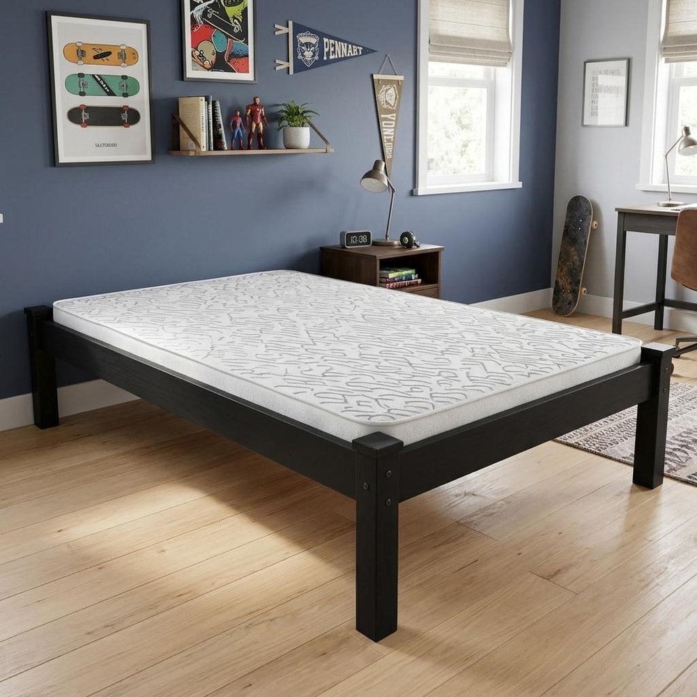 Black Solid Wood Twin Bed Frame — view 7