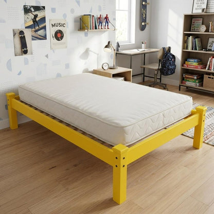Canary Yellow Solid Wood Twin Bed Frame