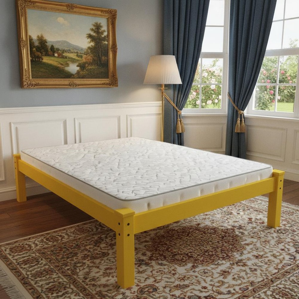 Canary Yellow Solid Wood Twin Bed Frame HomeRoots