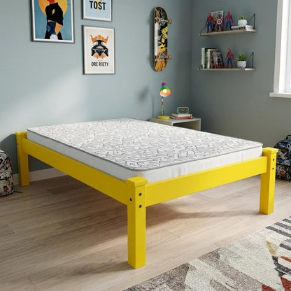 Canary Yellow Solid Wood Twin Bed Frame