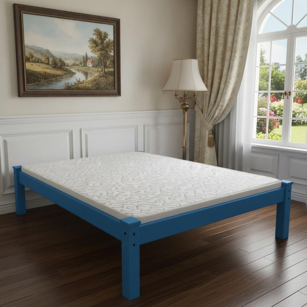 Caribbean Blue Solid Wood Twin Bed Frame HomeRoots