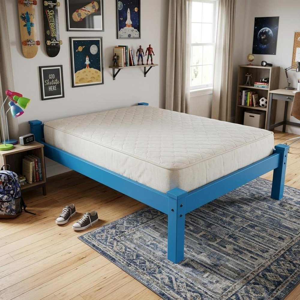 Caribbean Blue Solid Wood Twin Bed Frame — view 6