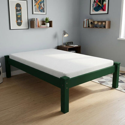 Dark Green Solid Wood Twin Bed Frame