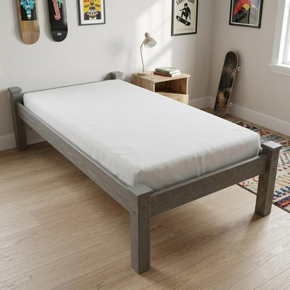 Gray Solid Wood Twin Bed Frame