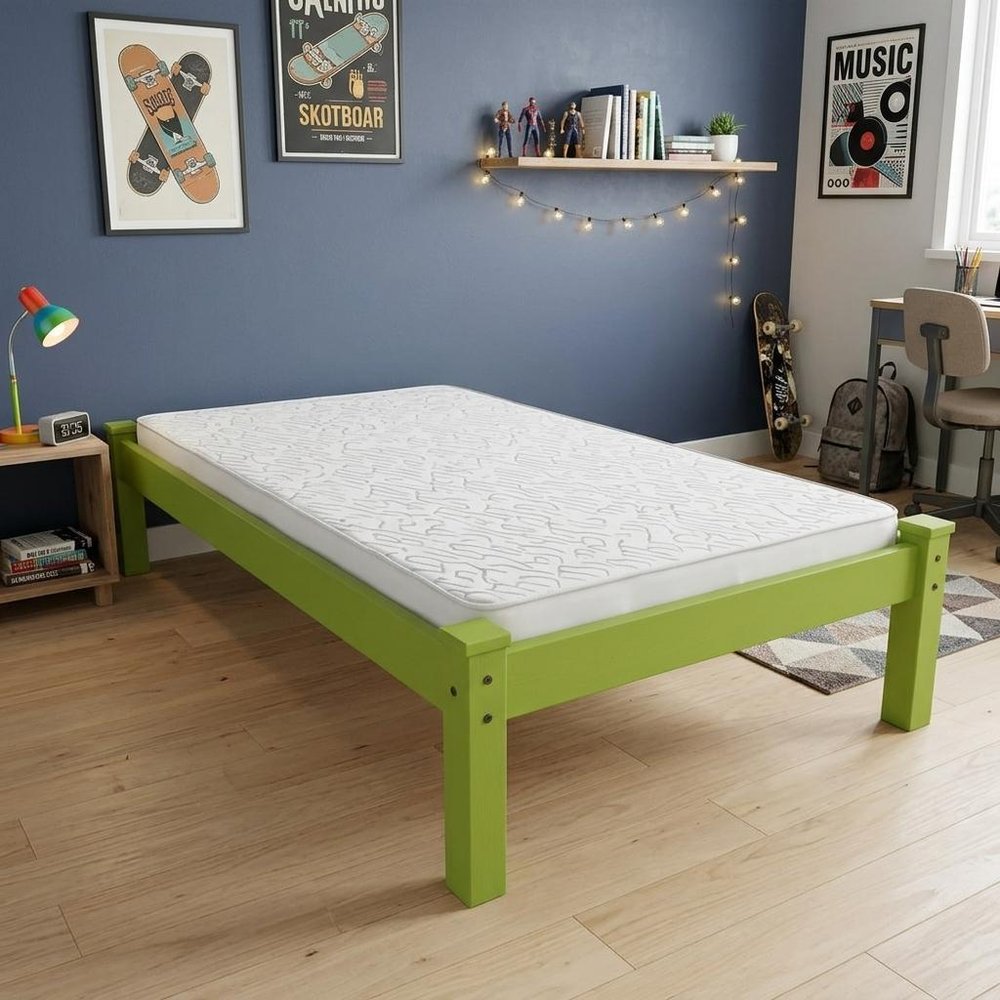 Lime Green Solid Wood Twin Bed Frame — view 6