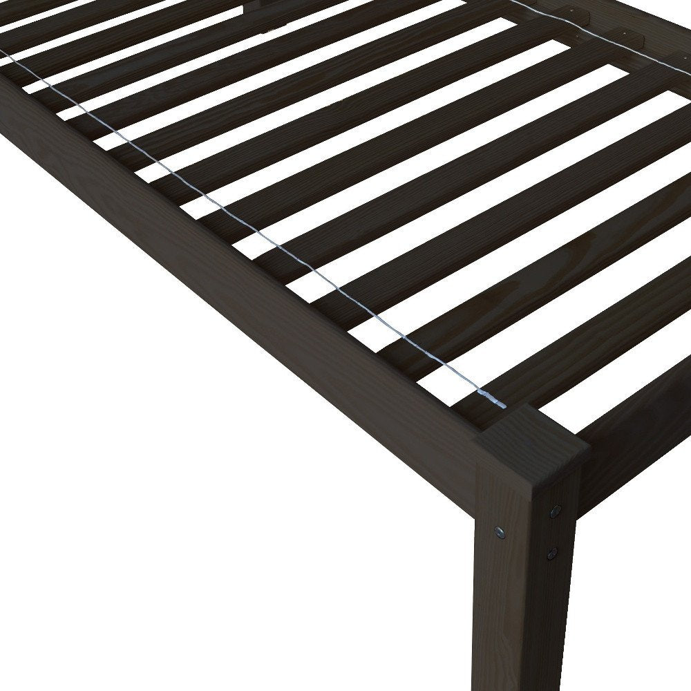 Dark Brown Solid Wood Twin Bed Frame HomeRoots