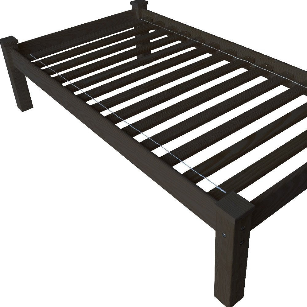 Dark Brown Solid Wood Twin Bed Frame HomeRoots