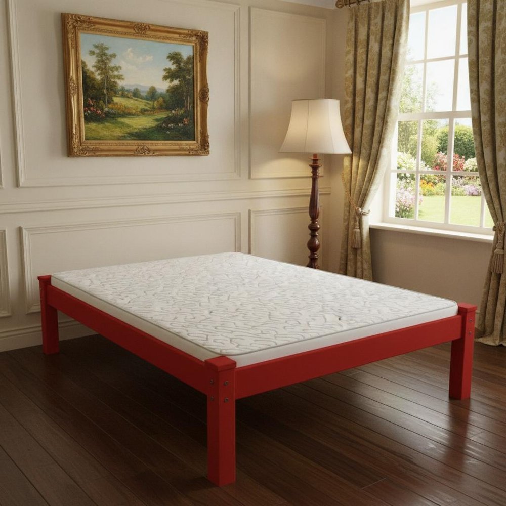 Red Solid Wood Twin Bed Frame HomeRoots