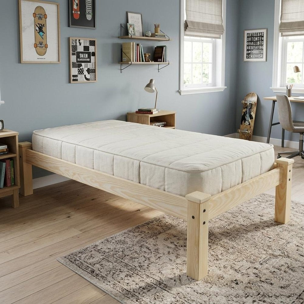 Natural Solid Wood Twin Bed Frame