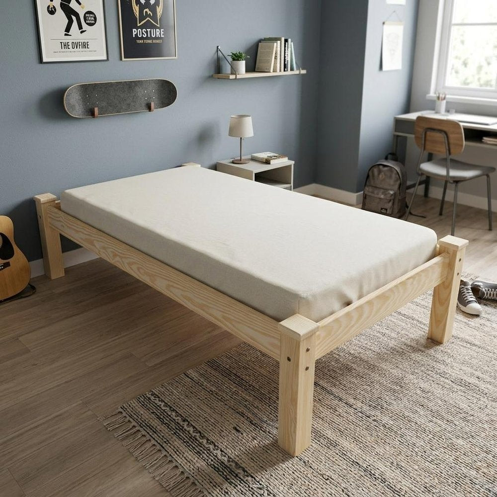 Natural Solid Wood Twin Bed Frame — view 6