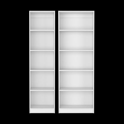 Set of Two White Wood Five Tier Modular Bookcase HomeRoots