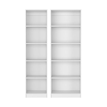Set of Two White Wood Five Tier Modular Bookcase HomeRoots