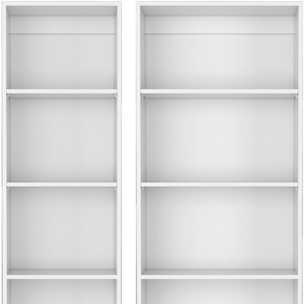 Set of Two White Wood Five Tier Modular Bookcase HomeRoots