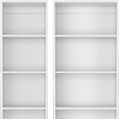 Set of Two White Wood Five Tier Modular Bookcase