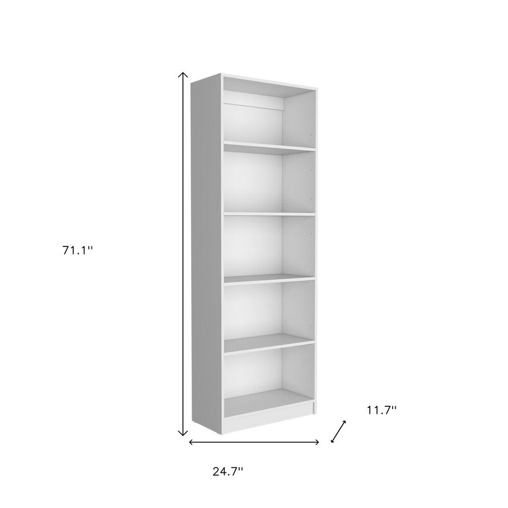 Set of Two White Wood Five Tier Modular Bookcase HomeRoots
