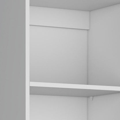 Set of Three White Wood Five Tier Modular Bookcase with Two Doors HomeRoots