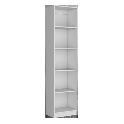 Set of Three White Wood Five Tier Modular Bookcase with Two Doors