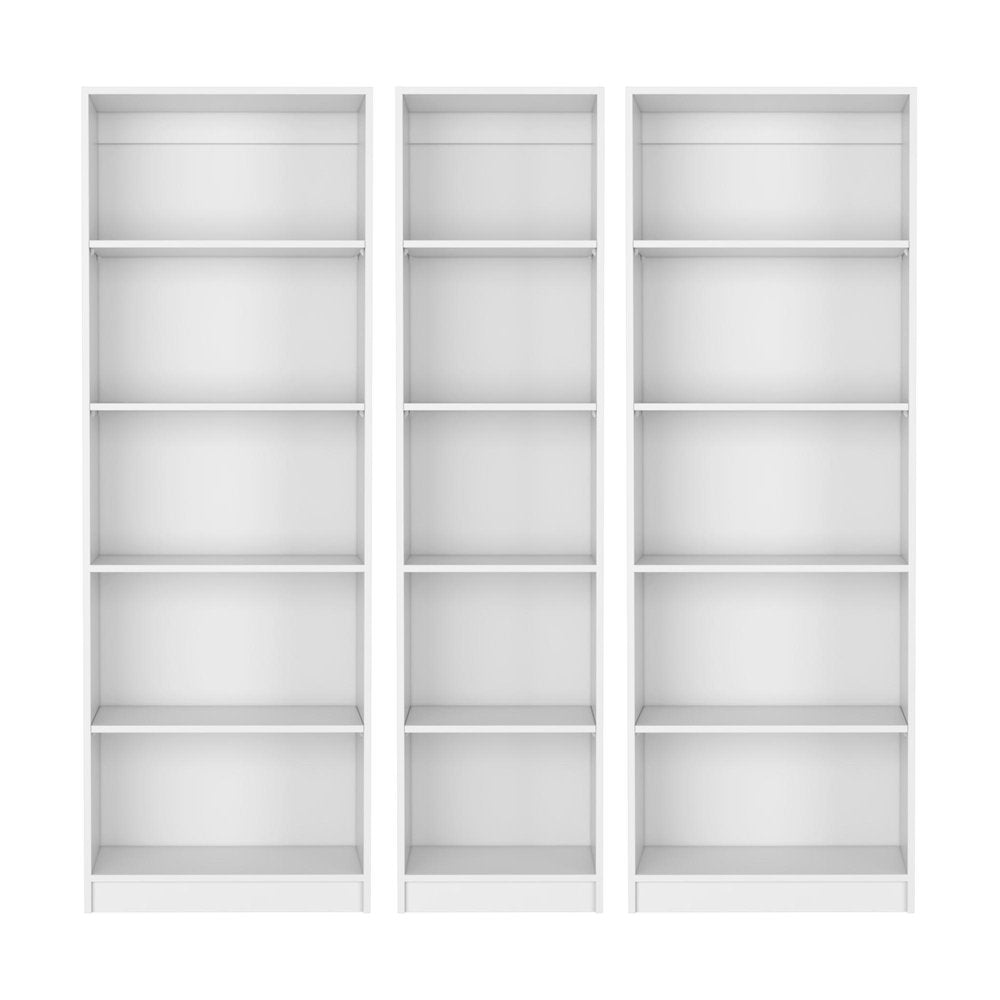 Set of Three White Wood Five Tier Modular Bookcase HomeRoots