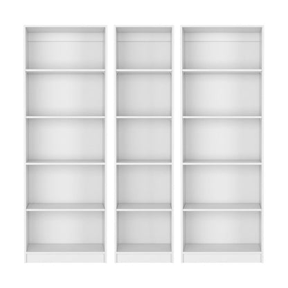 Set of Three White Wood Five Tier Modular Bookcase HomeRoots