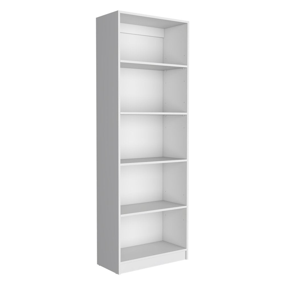 Set of Three White Wood Five Tier Modular Bookcase HomeRoots