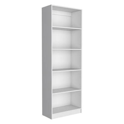 Set of Three White Wood Five Tier Modular Bookcase HomeRoots