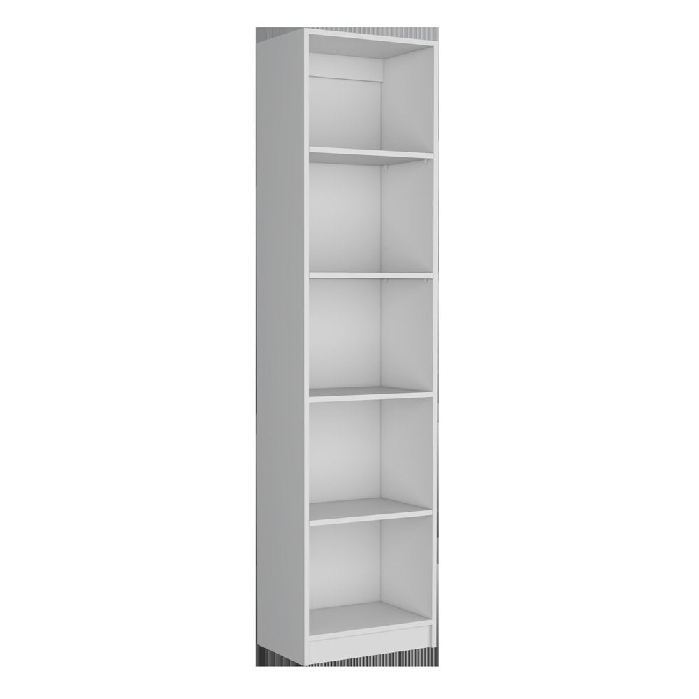 Set of Three White Wood Five Tier Modular Bookcase HomeRoots